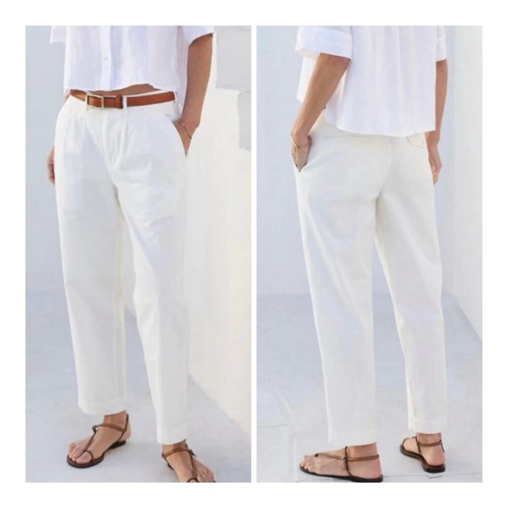 AYR Metropolitan Pleated Soft Cotton Twill Relaxed Trouser Ankle Pants - Size 6